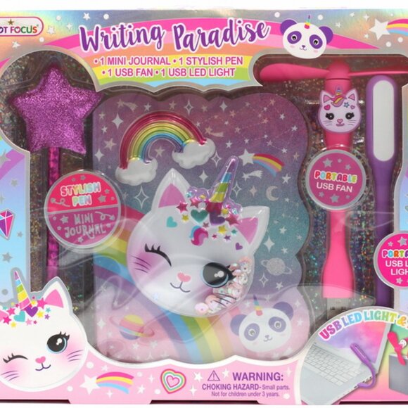 Hot Focus Writing Paradise Caticorn Style Journal and Accessories Set New In Box - Picture 1 of 13